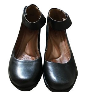 Clarks Black Artisan Clarene Ankle Strap Wedge